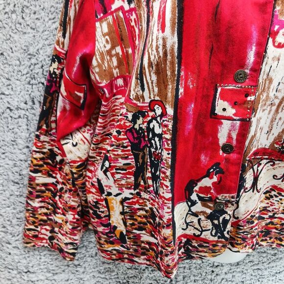 Um Company Vintage London Shacket. Woman's XL. Cafe Motif. 4 Button. Beadwork... - Picture 12 of 16